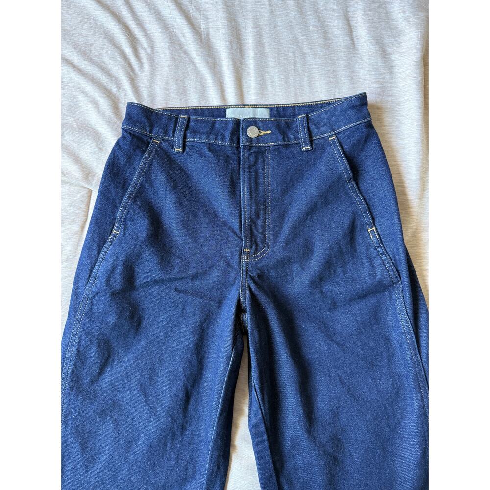 everlane the utility barrel jean women size 26 regular length dark blue denim - Picture 3 of 8